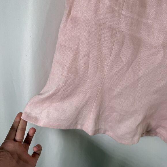 Lauren Ralph Lauren 100% Linen Skirt Women's 4 Pink Side Zip Lined Pocketless - Picture 2 of 6